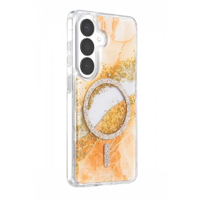 Onegif Samsung Galaxy S26 Lotus Simli Magsafe Kapak - Turuncu