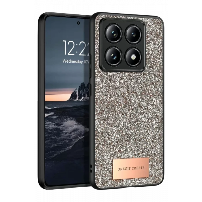Onegif Xiaomi Mi 14T Pro Bright Simli Kapak - Gold