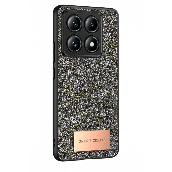 Onegif Xiaomi Mi 14T Pro Bright Simli Kapak - Gümüş