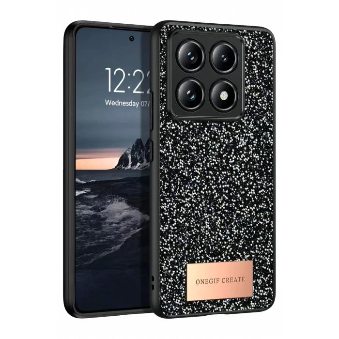 Onegif Xiaomi Mi 14T Pro Bright Simli Kapak - Siyah