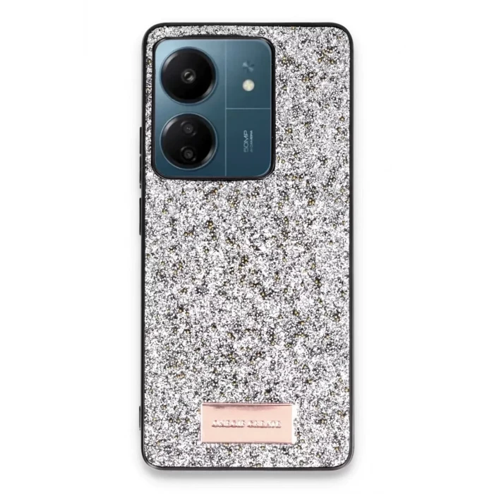 Onegif Xiaomi Redmi 13C Bright Simli Kapak - Gümüş