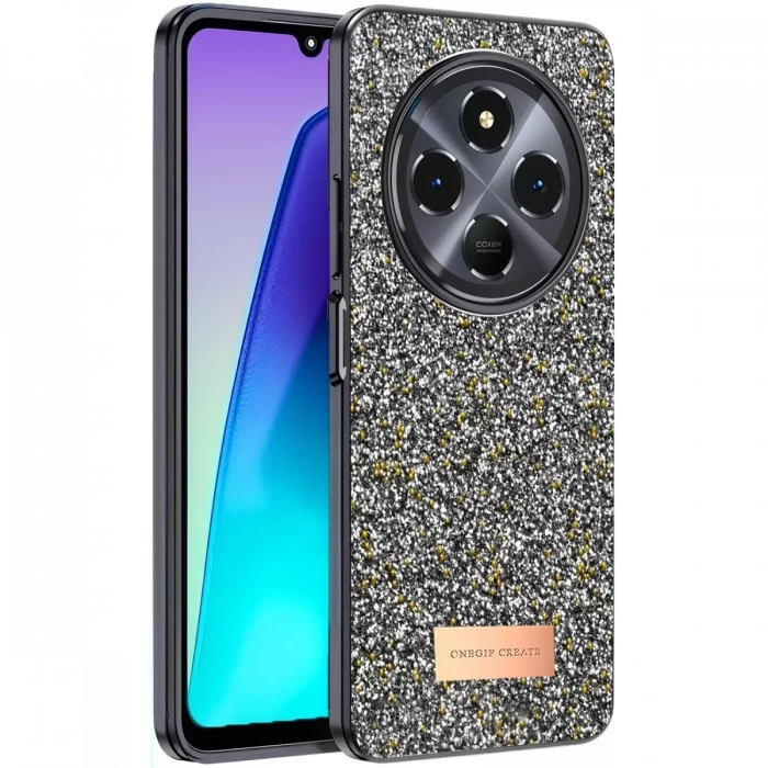Onegif Xiaomi Redmi 14C Bright Simli Kapak - Gümüş