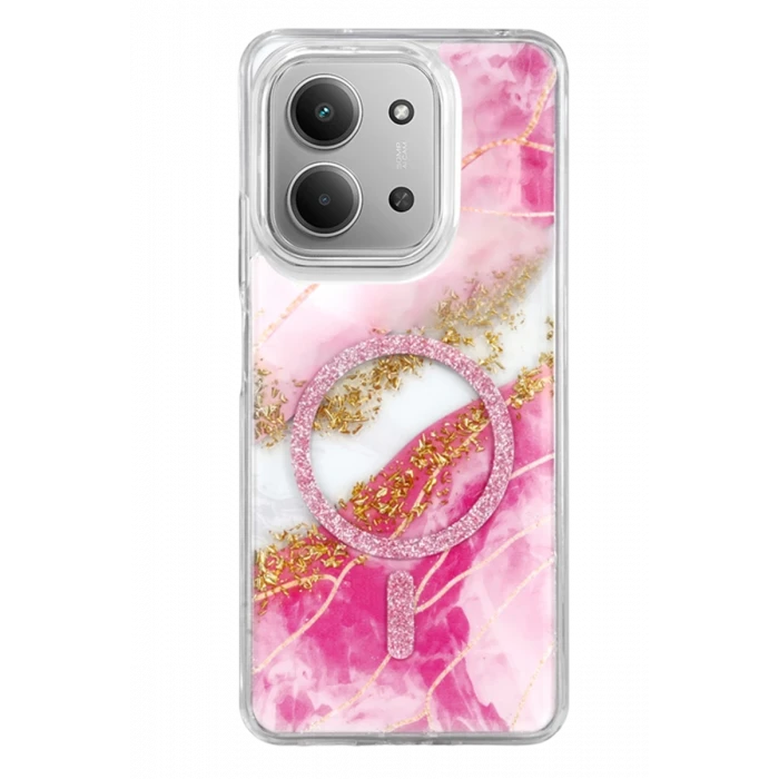 Onegif Xiaomi Redmi 15C 4G Lotus Simli Magsafe Kapak - Pembe
