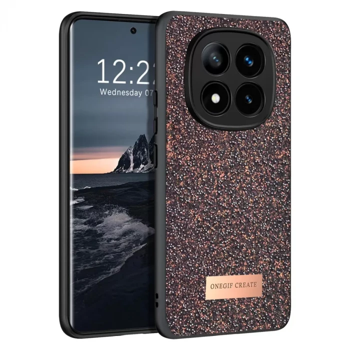 Onegif Xiaomi Redmi Note 14 Pro 4G Bright Simli Kapak - Derin Mor