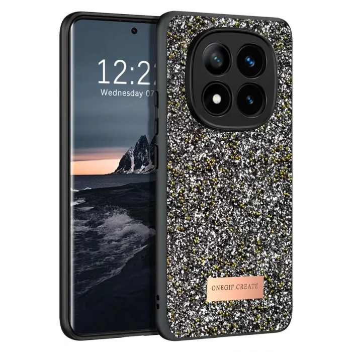 Onegif Xiaomi Redmi Note 14 Pro 4G Bright Simli Kapak - Gümüş