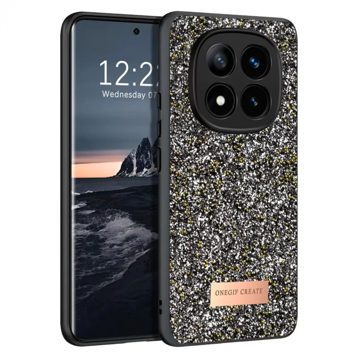 Onegif Xiaomi Redmi Note 14 Pro 4G Bright Simli Kapak - Gümüş