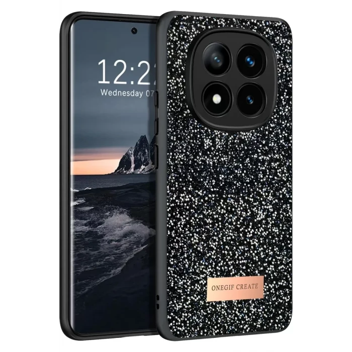 Onegif Xiaomi Redmi Note 14 Pro 4G Bright Simli Kapak - Siyah
