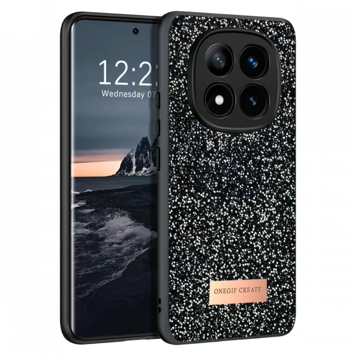 Onegif Xiaomi Redmi Note 14 Pro 4G Bright Simli Kapak - Siyah