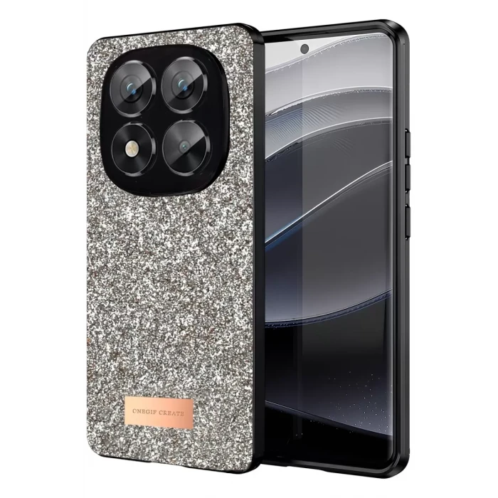 Onegif Xiaomi Redmi Note 14 Pro 5G Bright Simli Kapak - Gold