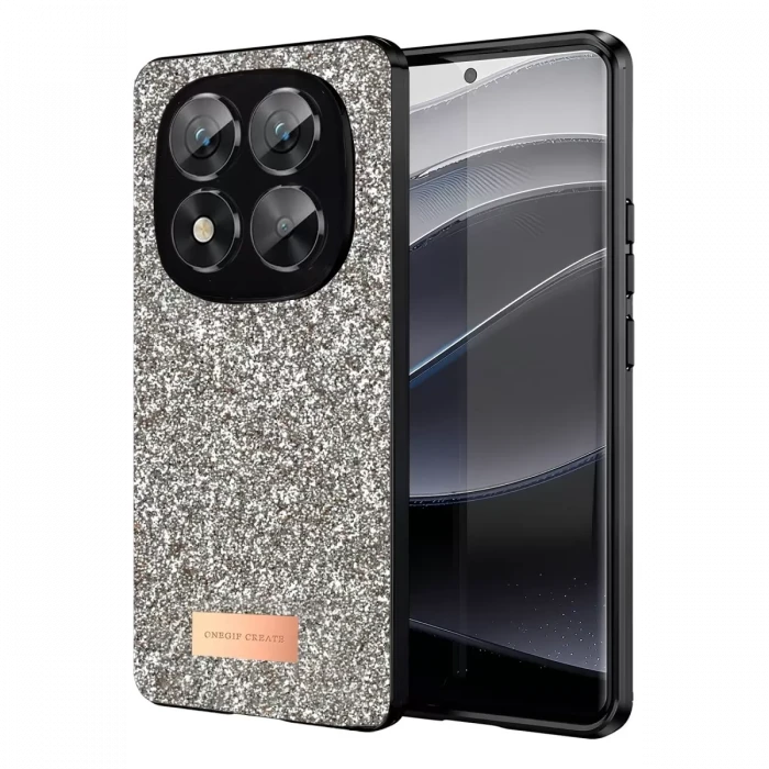 Onegif Xiaomi Redmi Note 14 Pro 5G Bright Simli Kapak - Gold