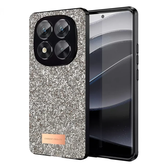 Onegif Xiaomi Redmi Note 14 Pro 5G Bright Simli Kapak - Gold