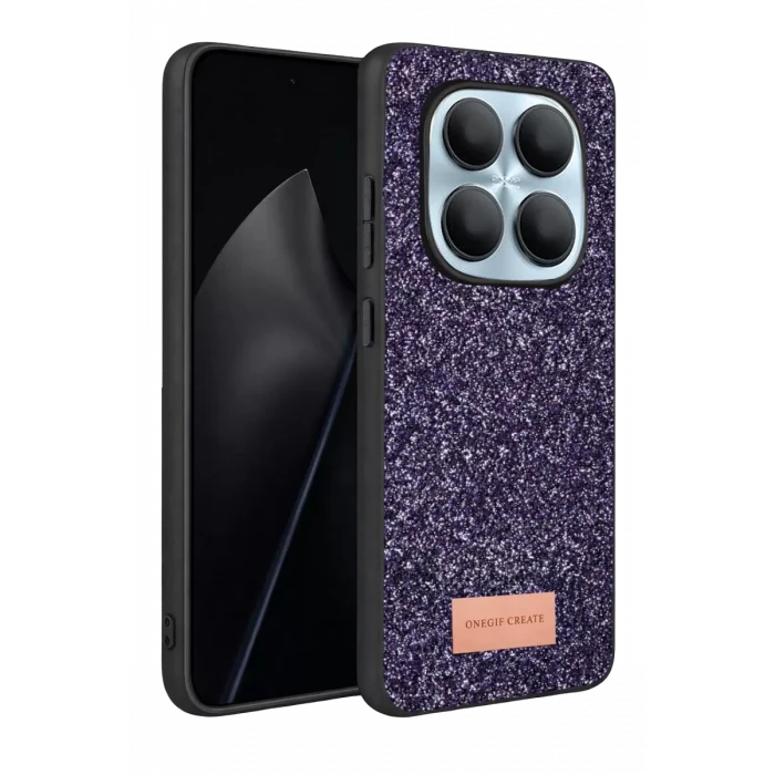 Onegif Xiaomi Redmi Note 15 Pro 5G Bright Simli Kapak - Derin Mor
