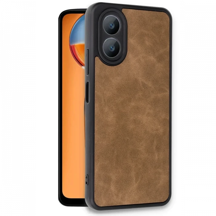 Oppo A38 Kılıf Aras Deri Kapak - Taba