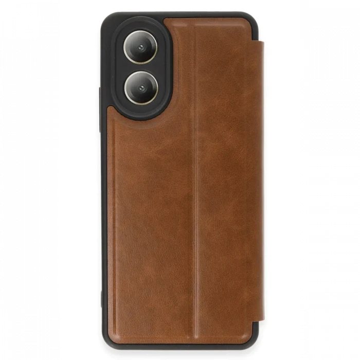 Oppo A38 Kılıf Flip Cover - Taba