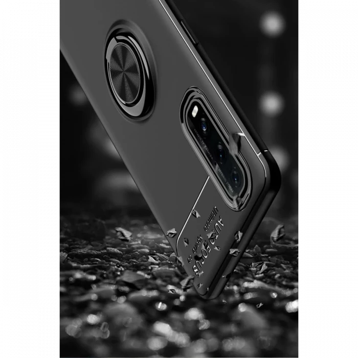 Oppo Find X2 Kılıf Range Yüzüklü Silikon - Siyah