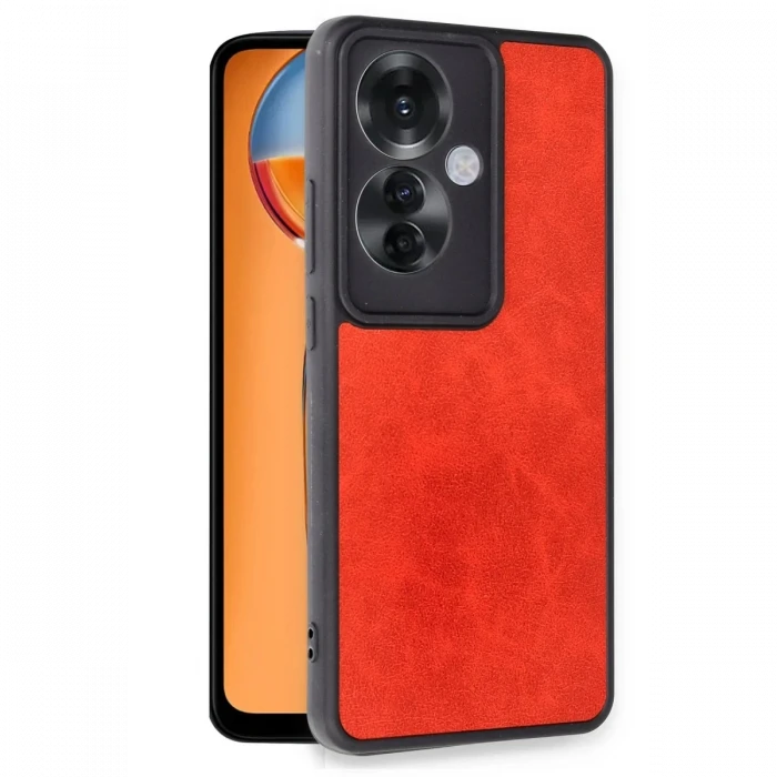 Oppo Reno 11F Kılıf Aras Deri Kapak - Kırmızı