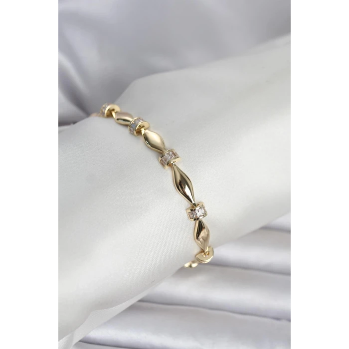 Pirinç Gold Renk Sütun Model Kadın Bileklik