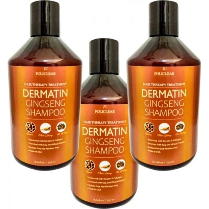 Policlear Dermatin Shampoo  Ginsengli 500 ml x 3 Adet