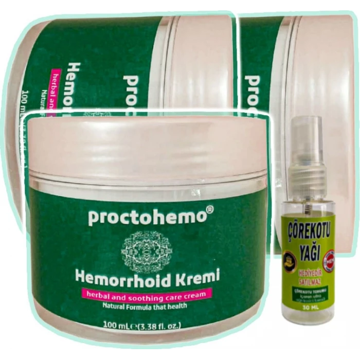 PROCTOHEMO KREM 100 ML X 3 ADET + ÇÖREK OTU YAĞI 30 ML