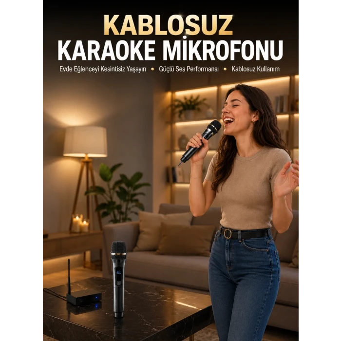Profesyonel Kablosuz Mikrofon Seti Çift Mikrofonlu