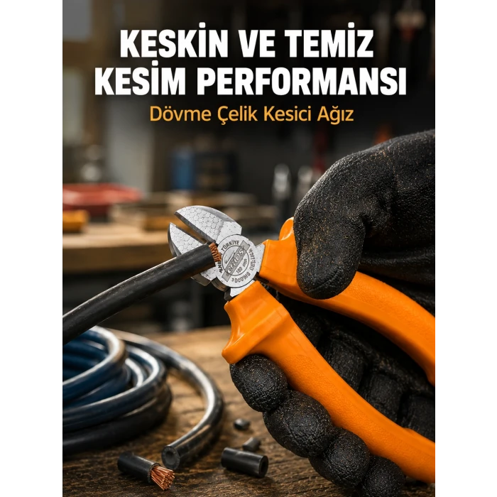 Profesyonel Kullanıma Uygun Dövme Çelik Yan Keski
