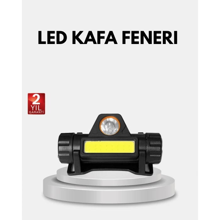 Profesyonel Şarjlı LED Kafa Lambası – Uzun Mesafe + Ortam Aydınlatması