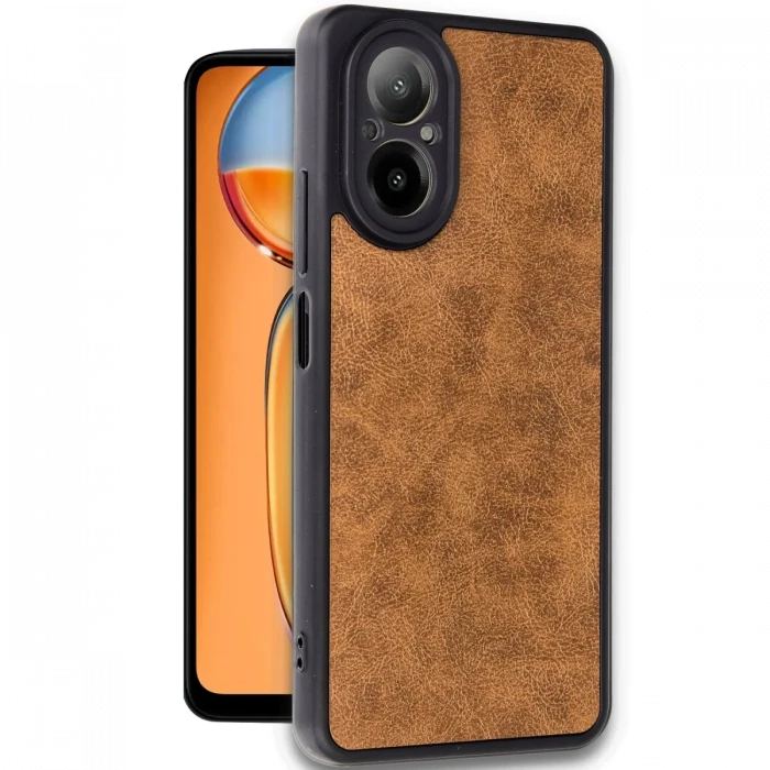 Realme 12 Lite Kılıf Aras Deri Kapak - Taba