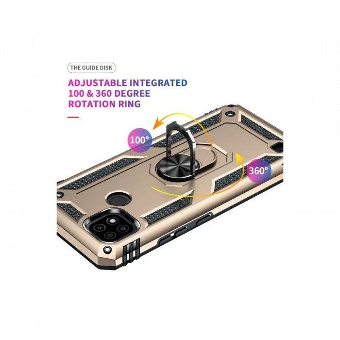 Realme C21 Kılıf Sofya Yüzüklü Silikon Kapak - Gold