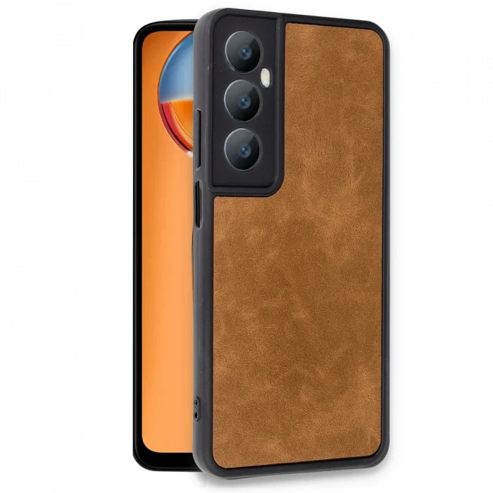 Realme C65 Kılıf Aras Deri Kapak - Taba