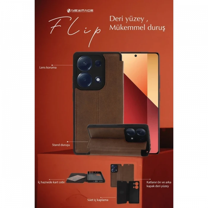 Realme Note 50 4G Kılıf Flip Cover - Taba