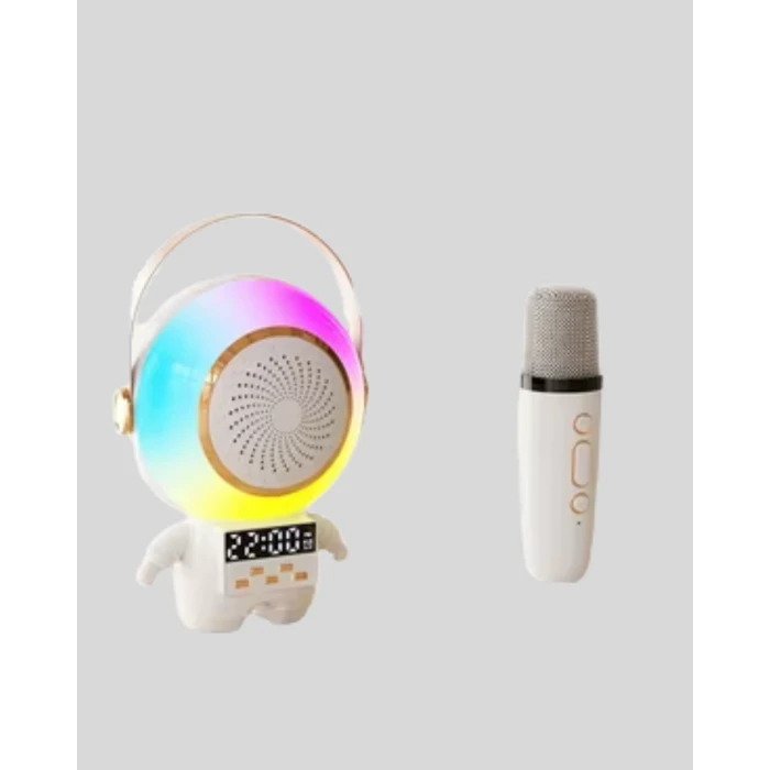 Renkli Işıklı Astronot Mini Bluetooth Speaker ve Karaoke Mikrofon