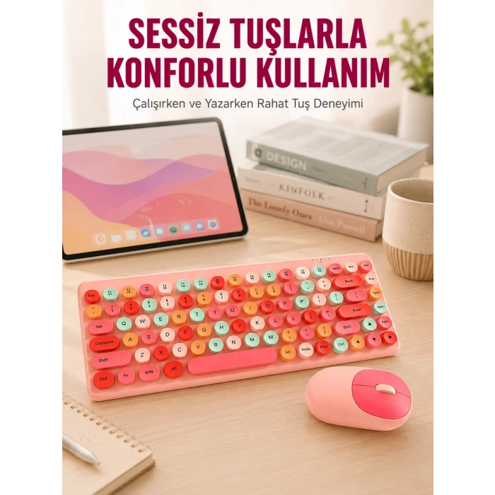 Retro Tarz Bluetooth 5.1 Klavye – Win/OSX/Android/iOS Uyumlu Yeni Nesil