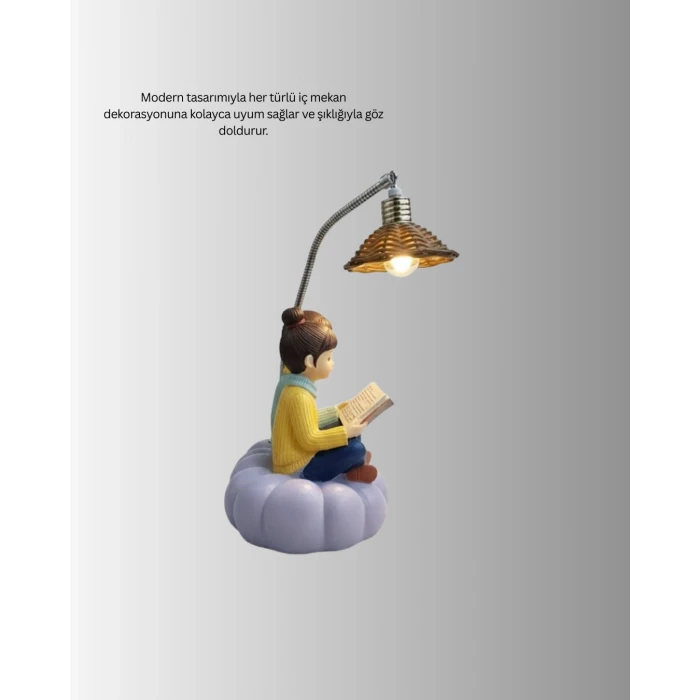 Romantik Çift Figürlü Okuyan Çift Masa Lambası Dekoratif LED Aydınlatma
