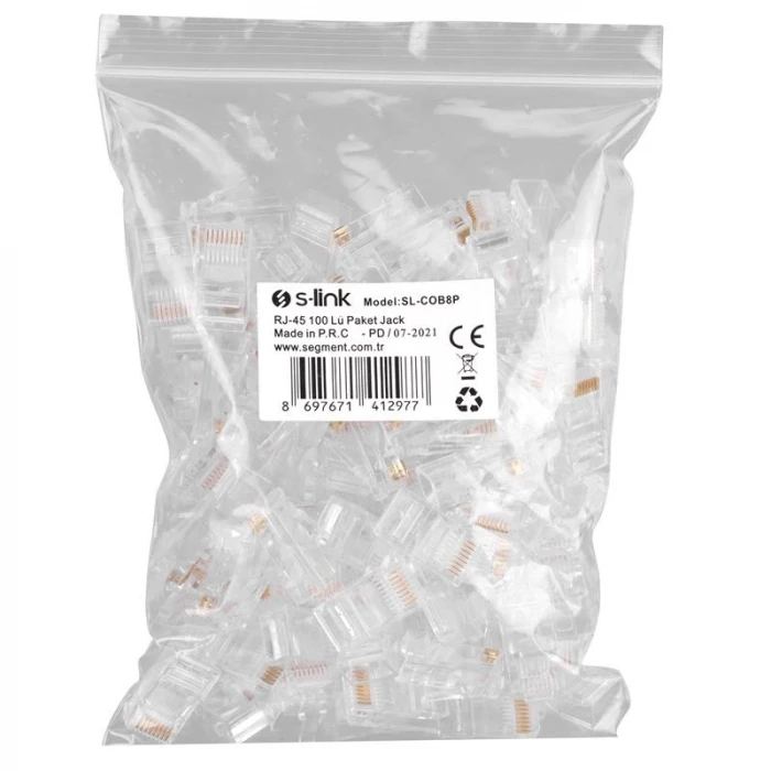 S-LINK SL-COB8P RJ-45 KONNEKTÖR 100 LÜ PAKET