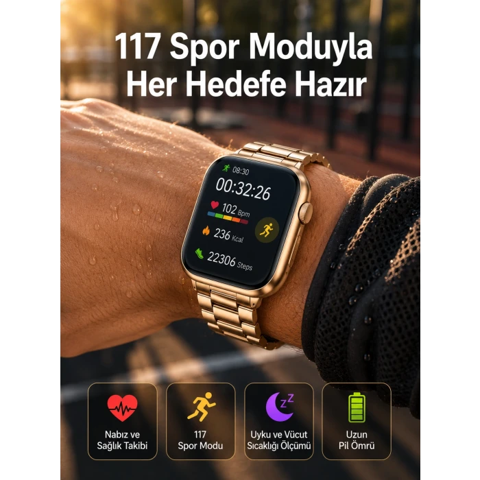 Sağlık Takipli Akıllı Saat 117 Spor Modlu AMOLED Ekran