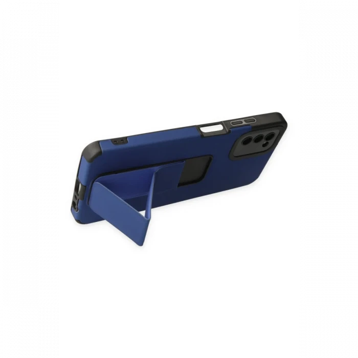 Samsung Galaxy A03S Kılıf Mega Standlı Silikon - Mavi