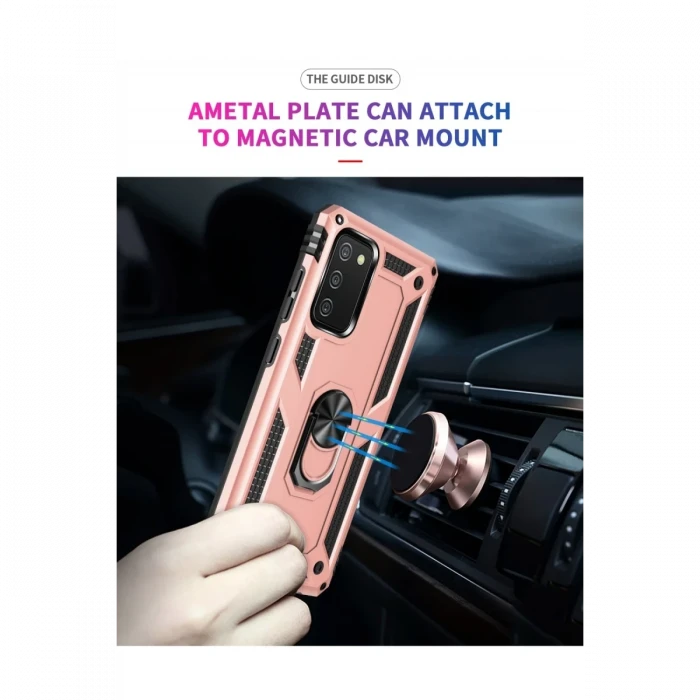 Samsung Galaxy A03S Kılıf Sofya Yüzüklü Silikon Kapak - Rose