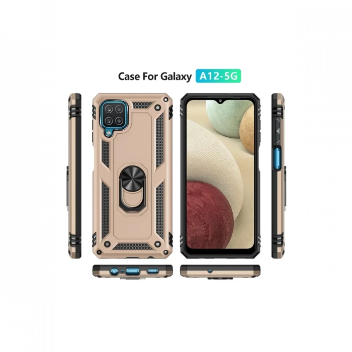Samsung Galaxy A22 Kılıf Sofya Yüzüklü Silikon Kapak - Gold