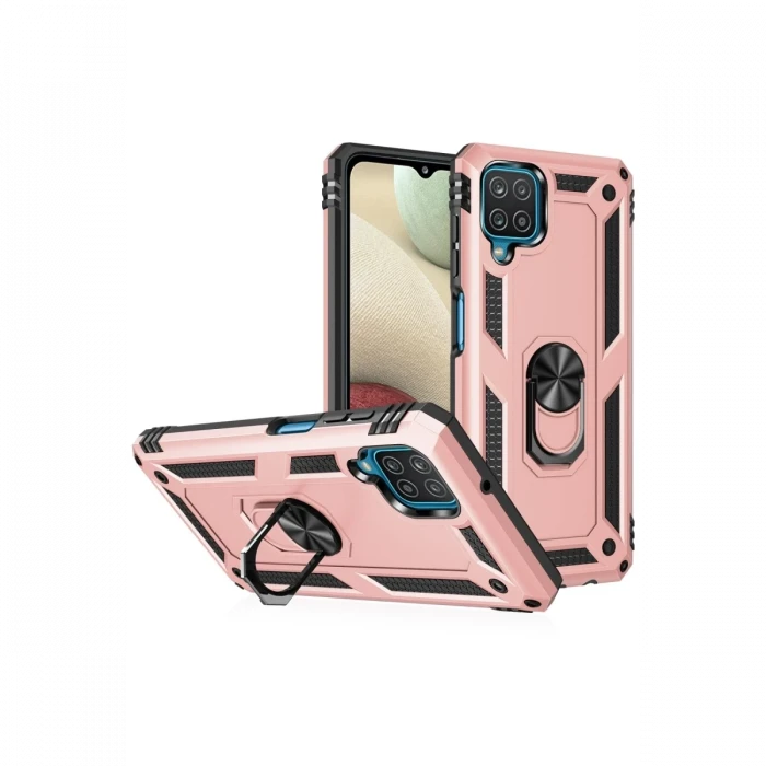 Samsung Galaxy A22 Kılıf Sofya Yüzüklü Silikon Kapak - Rose