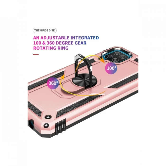 Samsung Galaxy A22 Kılıf Sofya Yüzüklü Silikon Kapak - Rose