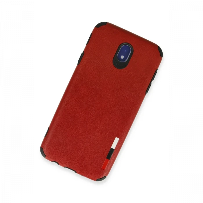 Samsung Galaxy J7 Pro / J730 Kılıf Loop Deri Silikon - Kırmızı