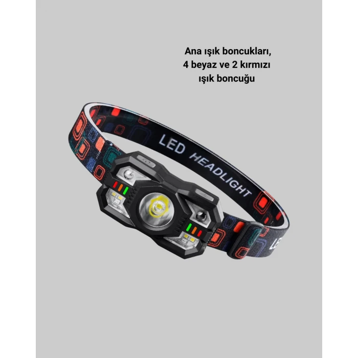 Şarj Edilebilir LED Far Hareket Sensörlü 5 Modlu Outdoor Yeni Nesil