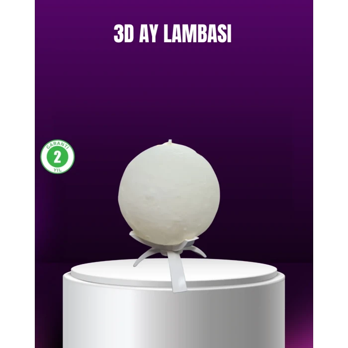 Şarjlı 3D Baskılı 16 Renk Ay Lambası  Stand