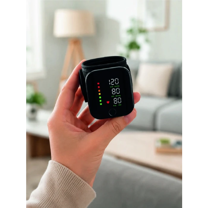 Şarjlı Bilekten Dijital Tansiyon Ölçer Geniş LCD Ekranlı