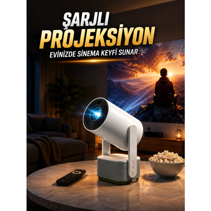 ŞARJLI PROJEKSİYON EVİNİZDE SİNEMA KEYFİ SUNAR