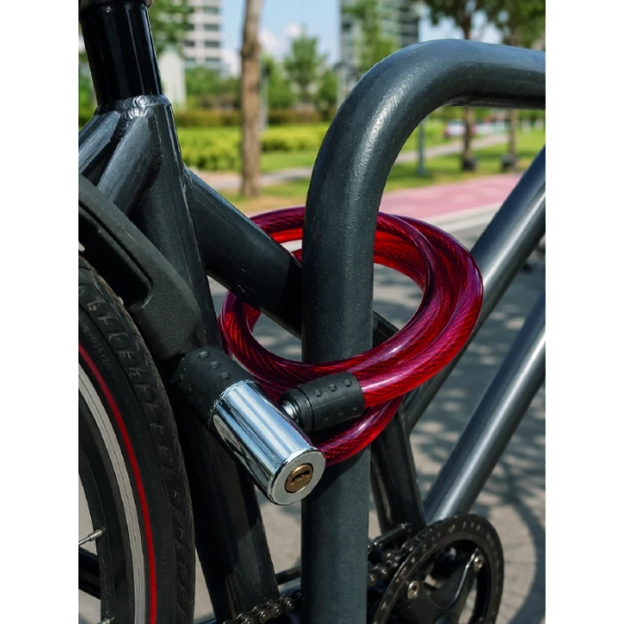 Şeffaf PVC Kaplamalı Anahtarlı Bisiklet Kilidi ile Güvenli Park Deneyimi