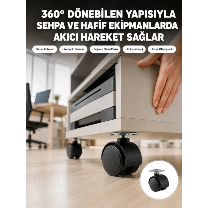 Sehpa ve Ekipmanlar İçin 4 cm Kilitsiz Ayak Tekli