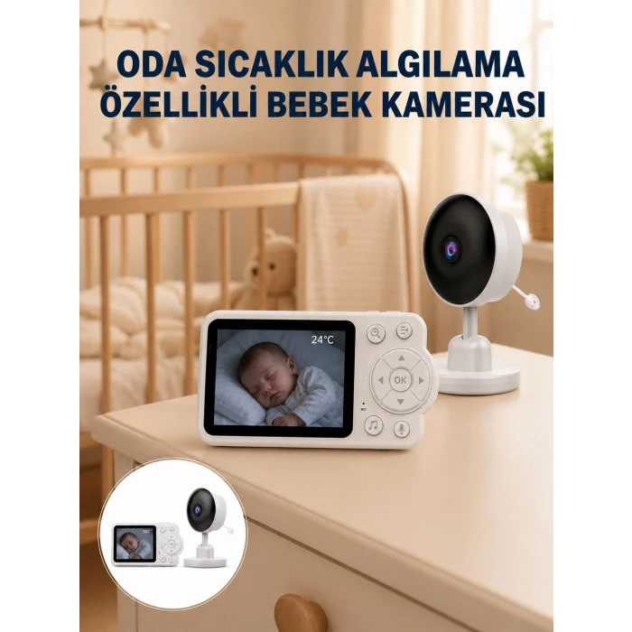 Sıcaklık Sensörlü Güvenli Bebek Kamerası İki Yönlü Ses Yeni Nesil