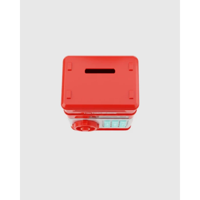 Şifreli Kırmızı ATM Tasarımlı Çelik Kasa Görünümlü Kumbara
