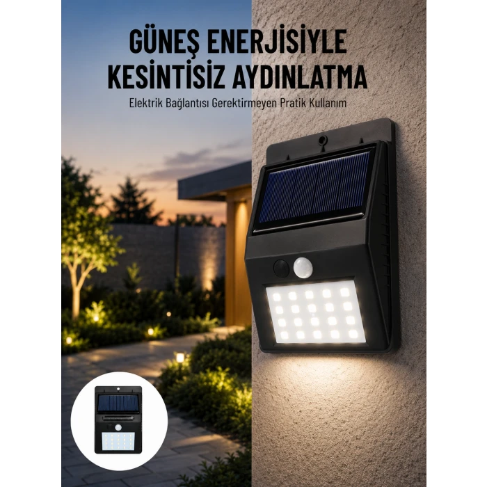 Solar Dekoratif Lambası Sensörlü Led Işık Bahçe Aydınlatma Yeni Nesil